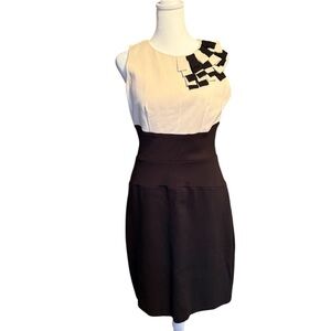 Taylor Black and Cream Sleeveless Dress-6